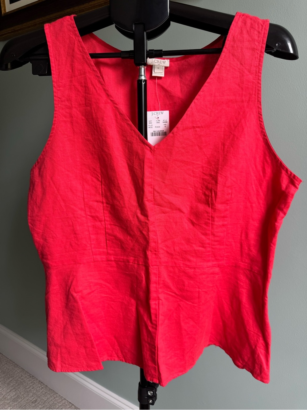 J. Crew Factory Size Medium Coral Sleeveless Peplum Blouse NWT